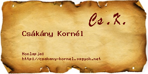 Csákány Kornél névjegykártya